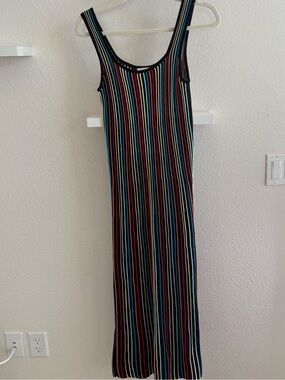 Women's Black Multicolor Stripe Tank Dress